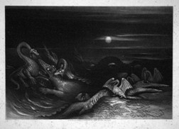 An illustration by John Martin from one of Hawkins’s publications, The Book of the Great Sea Dragons..